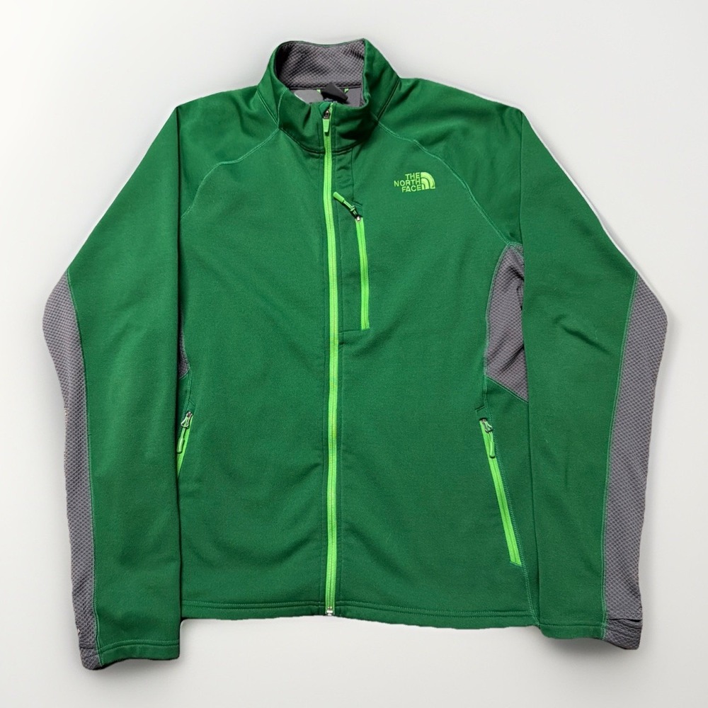 The North Face Jacket Men's XL Softshell Green Fleece Lined Full Zip